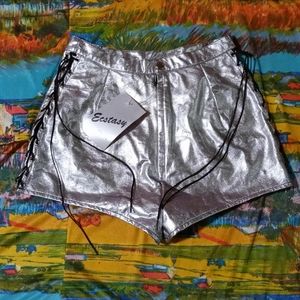 Silver chrome rave shorties